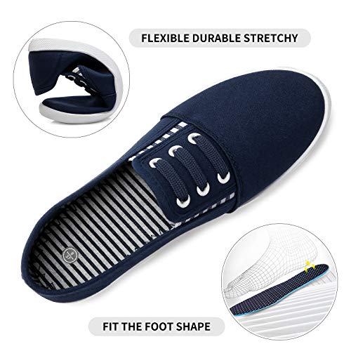 kufeiti Women's Canvas Slip On Shoes Sneakers for Women Fashion Comfortable White Black Elastic Sneakers for Women - Image 6