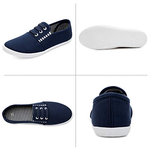 kufeiti Women's Canvas Slip On Shoes Sneakers for Women Fashion Comfortable White Black Elastic Sneakers for Women - Image 7