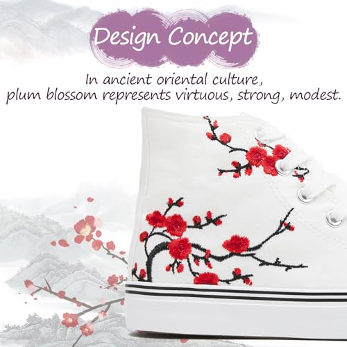 kufeiti Women's High Top Canvas Sneakers Canvas Shoes Lace up White Black Sneakers Casual Walking Shoes - Image 6