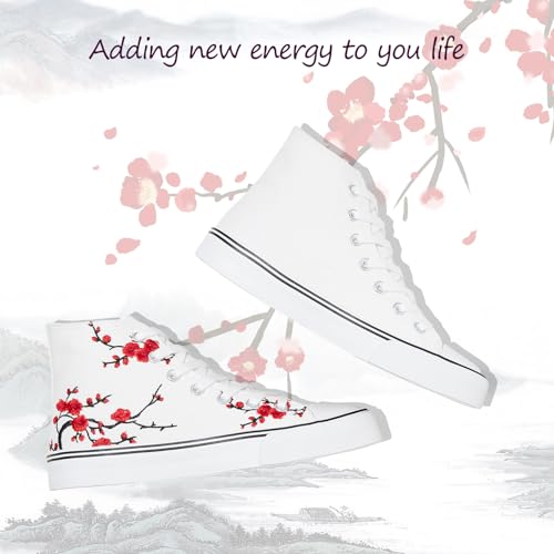 kufeiti Women's High Top Canvas Sneakers Canvas Shoes Lace up White Black Sneakers Casual Walking Shoes - Image 7