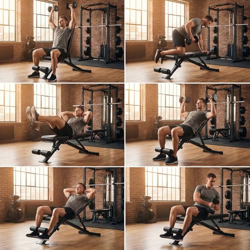 leikefitness Adjustable Weight Bench Foldable Workout Exercise Bench with Automatic Lock for Upright Incline Decline and Flat Full Body Exercise - Image 4