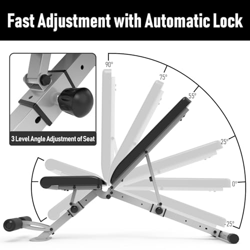 leikefitness Adjustable Weight Bench Foldable Workout Exercise Bench with Automatic Lock for Upright Incline Decline and Flat Full Body Exercise - Image 5