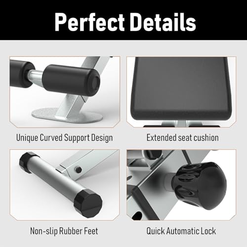 leikefitness Adjustable Weight Bench Foldable Workout Exercise Bench with Automatic Lock for Upright Incline Decline and Flat Full Body Exercise - Image 6