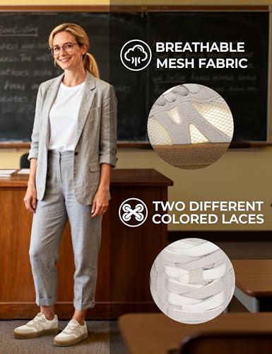 somiliss Women's Comfort Fashion Sneakers Non-Slip Walking Shoes Casual Tennis Skate Shoes | Mesh Suede Fabric,Rubber Sole,Memory Foam Insoles,Classic,Trendy Platform Sneakers,Lace-up Footwear - Image 3