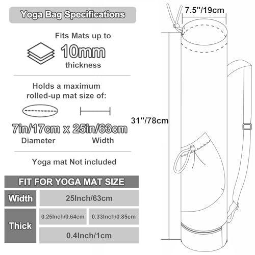 sportsnew Yoga Mat Bag with Water Bottle Pocket and Bottom Wet Pocket, Exercise Yoga Mat Carrier Multi-Functional Storage Bag, Patent pending - Image 6
