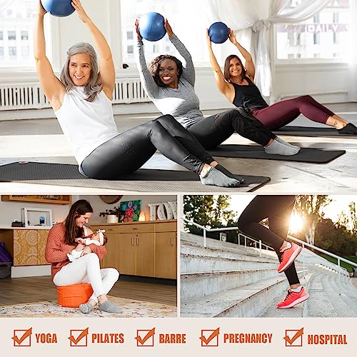 yeuG Pilates Socks for Women Non Slip Grip Socks for Yoga, Barre, Hospital, Barefoot Grippy Yoga Sock Womens Gifts 4 Pairs - Image 3